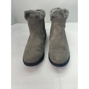 Beartrap addye woman's grey suede boots with faux fur 8 1/2 pre-owned